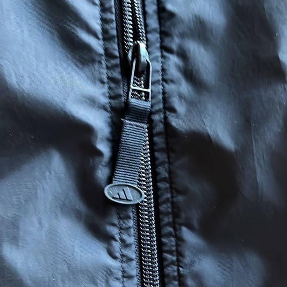 Adidas men’s nylon zip up windbreaker size medium pockets black with gray band - Picture 15 of 16